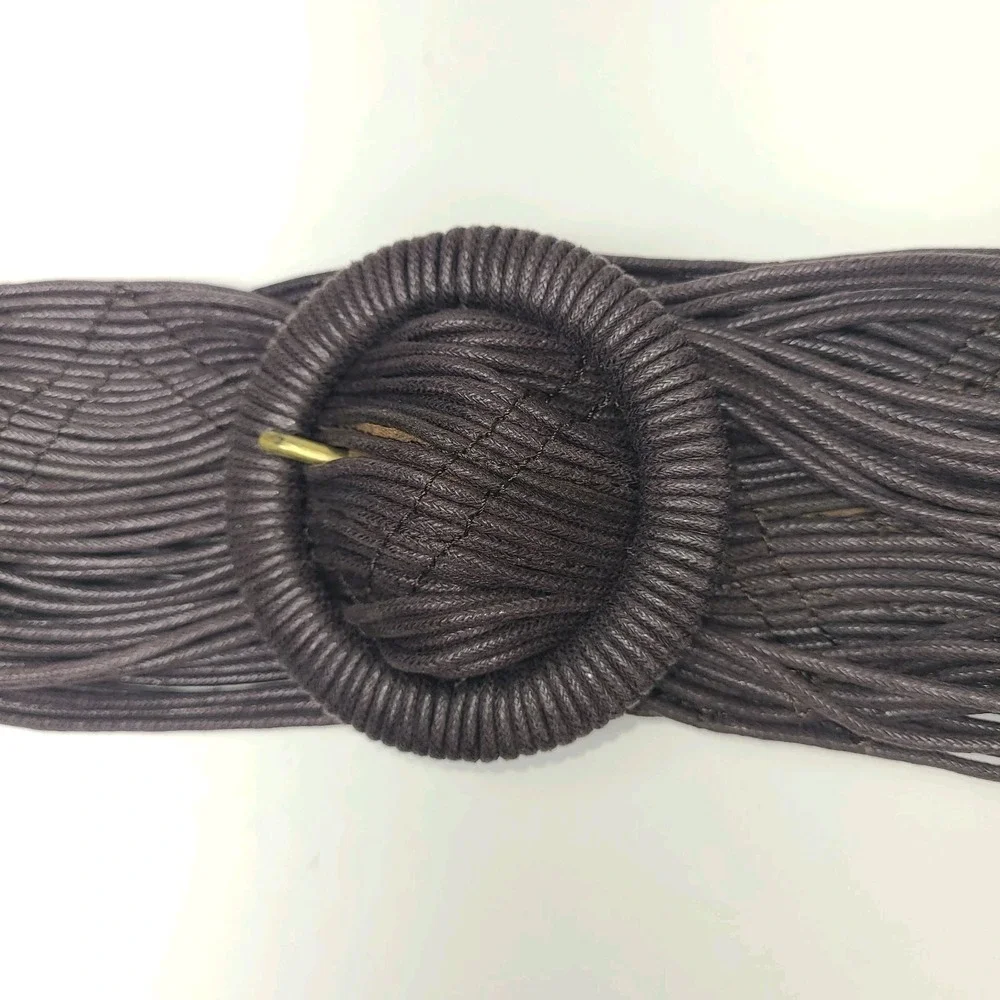 Coldwater Creek Wide Belt S/M Brown Woven Boho Statement Belt EUC